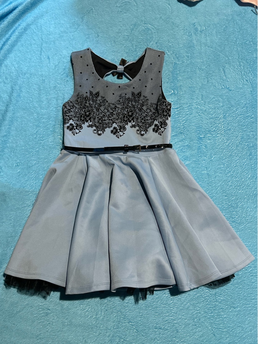 7 Girls- Light Blue Party Dress with Black velvet Lace Bodice